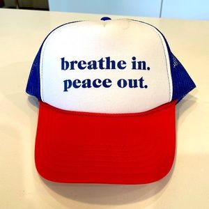 otto trucker snapback Ball Cap 5 Panel Red White Blue Breathe In Peace‎ Out